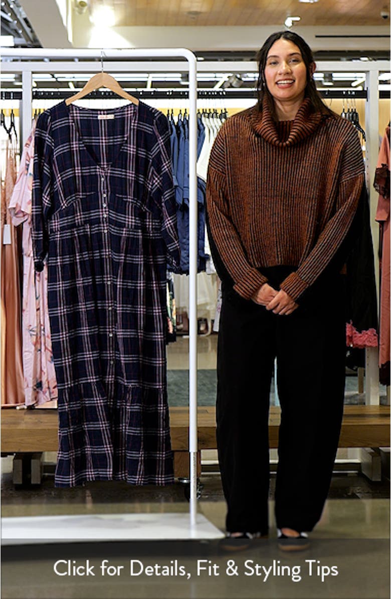 Maeve Plaid Long Sleeve Tiered Midi Dress, sales video thumbnail