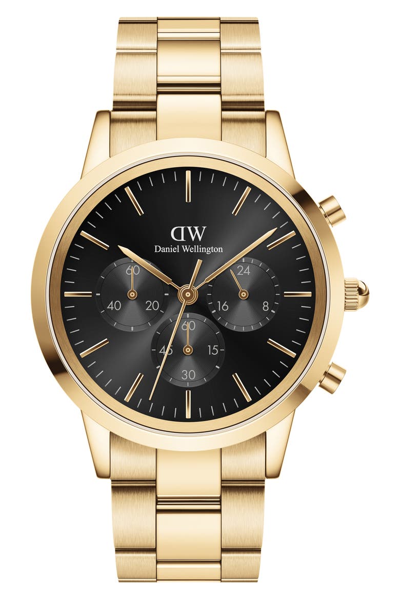 Iconic Link Chronograph Bracelet Watch, 42mm, Main, color, GOLD