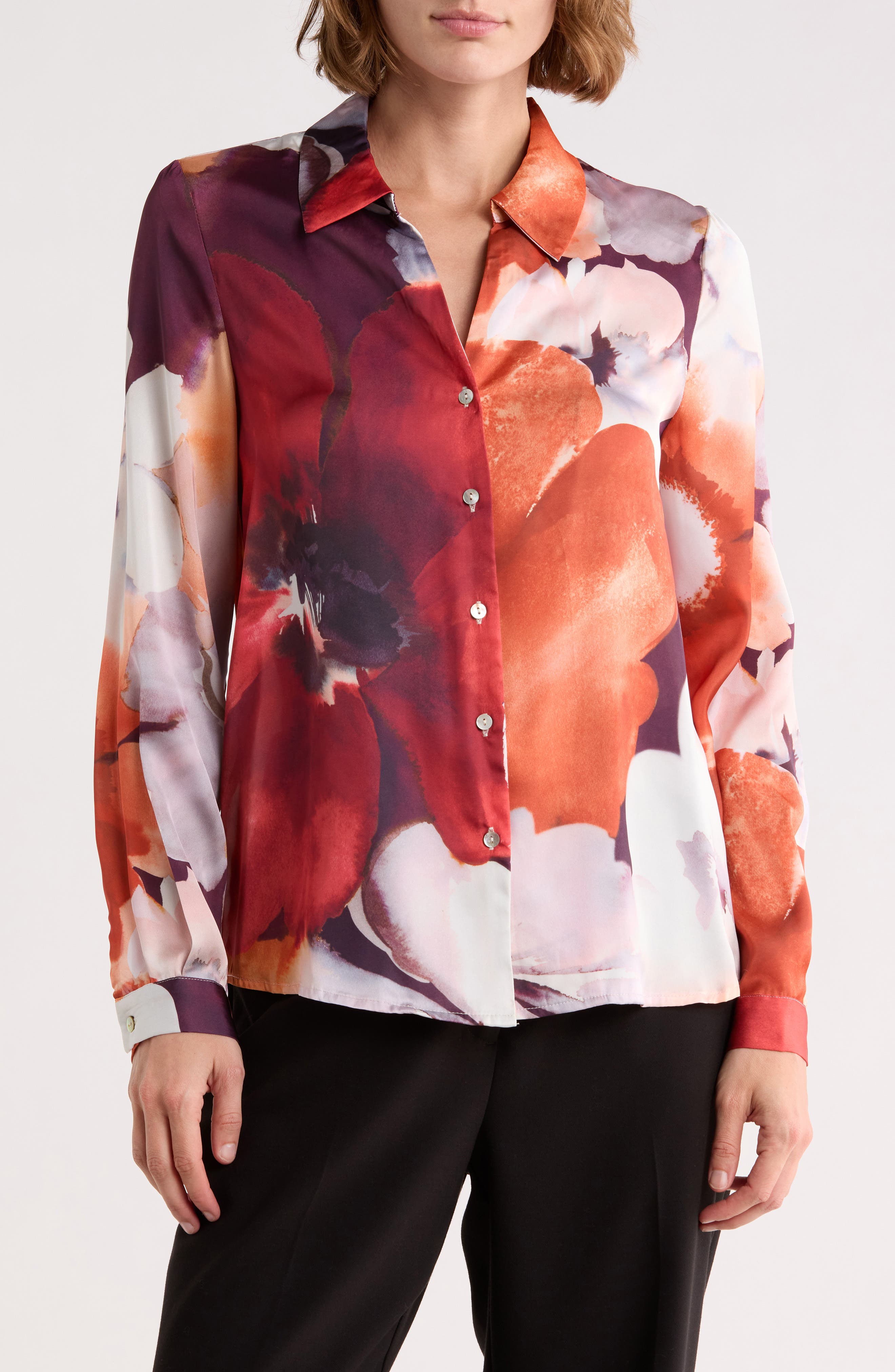 T Tahari Floral Button-Up Shirt