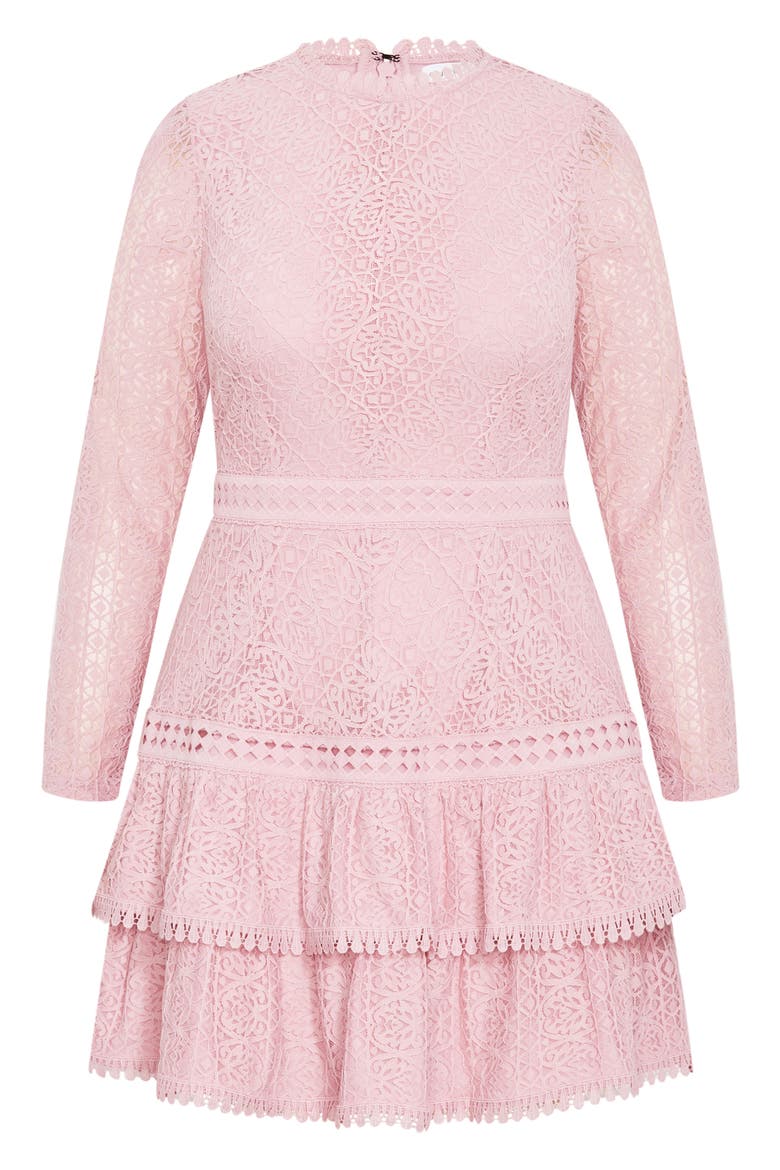 Gabriella Long Sleeve Lace Minidress, Alternate, color, SOFT ROSE