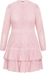 City Chic Gabriella Long Sleeve Lace Minidress
