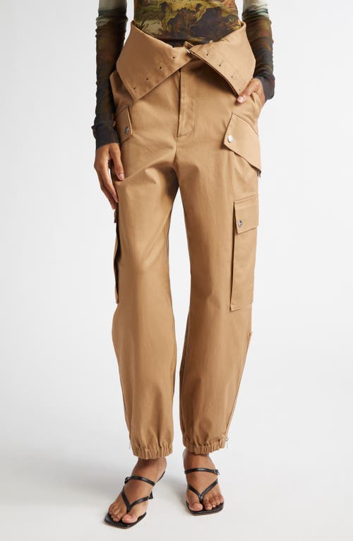 MONSE Double Waistband Zip Hem Twill Cargo Joggers in Beige 