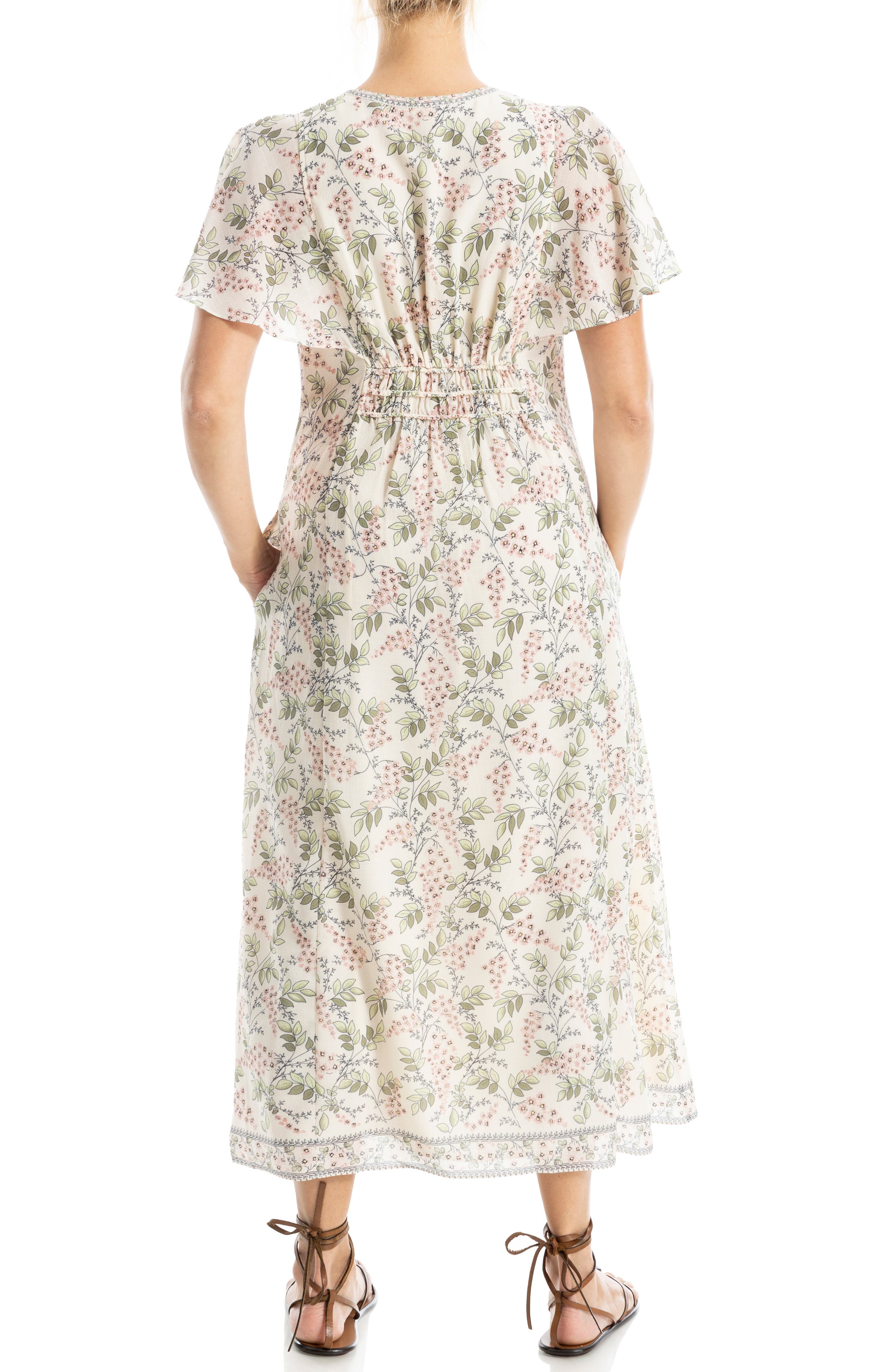 Surplice Neck Flutter Sleeve Midi Dress - image 2