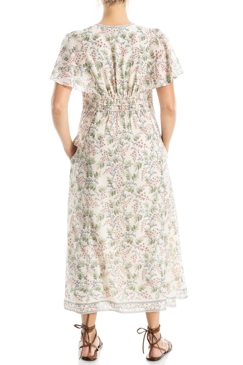 Surplice Neck Flutter Sleeve Midi Dress, Alternate, color, FLORIBUN-FLORIBUNDA