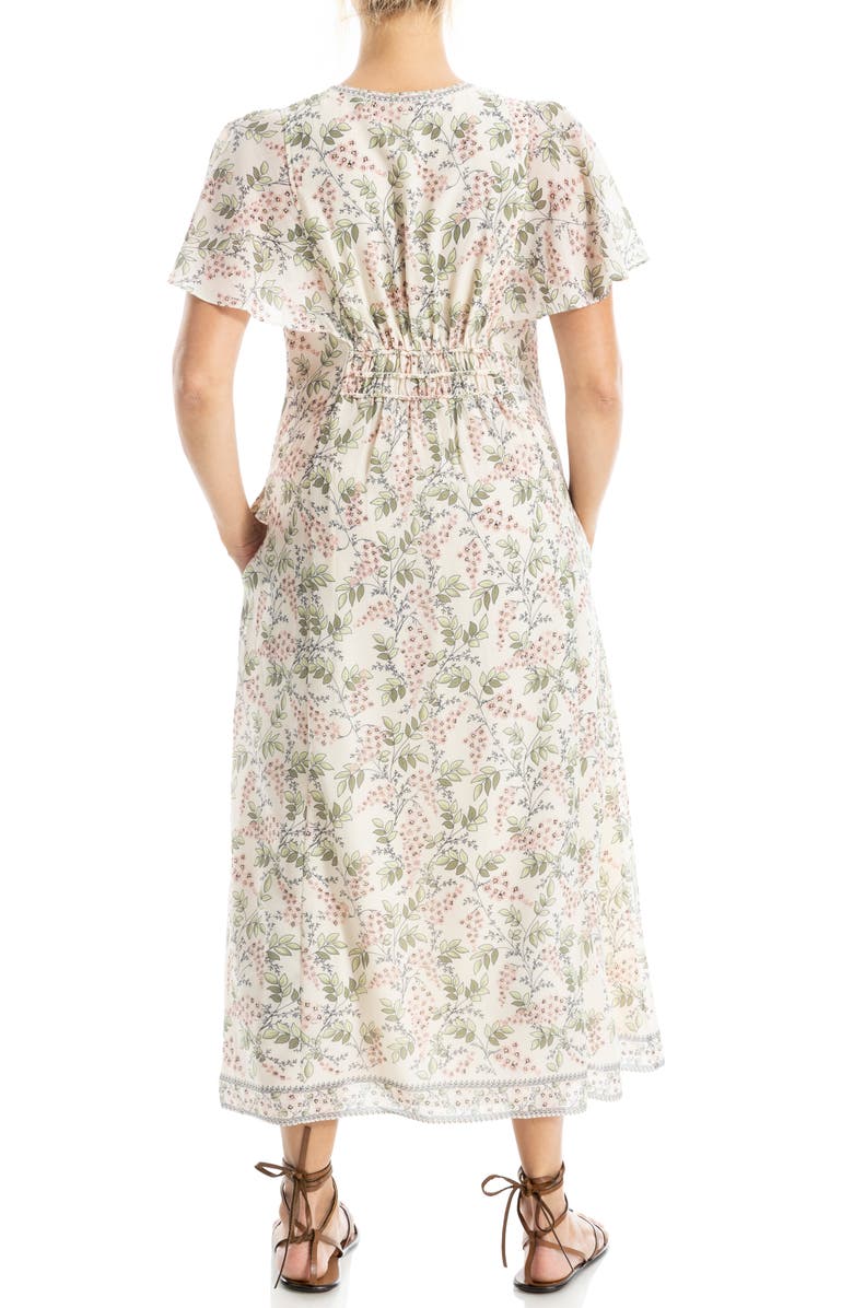 MAX STUDIO Surplice Neck Flutter Sleeve Midi Dress, Alternate, color, Floribun-Floribunda