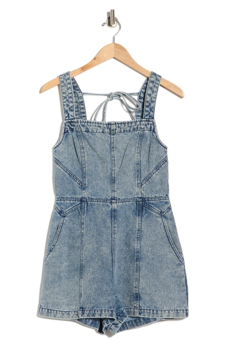 Vigoss Tie Back Romper, Alternate, color, Light Wash