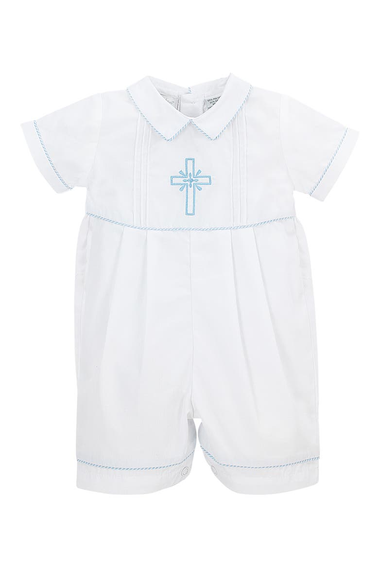 Embroidered Christening Romper & Bonnet Set, Alternate, color, WHITE
