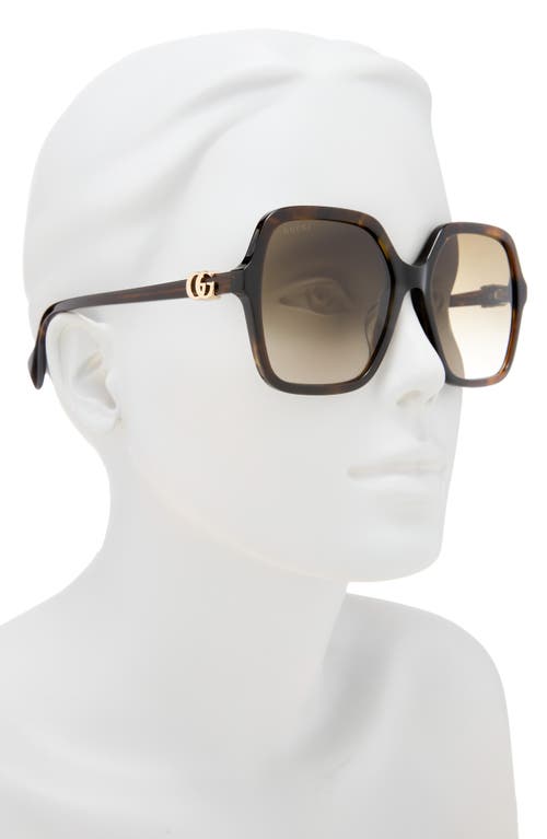 Gucci 56mm Rectangular Sunglasses In Brown