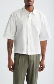 Topman Crop Short Sleeve Cotton Poplin Button-Up Shirt