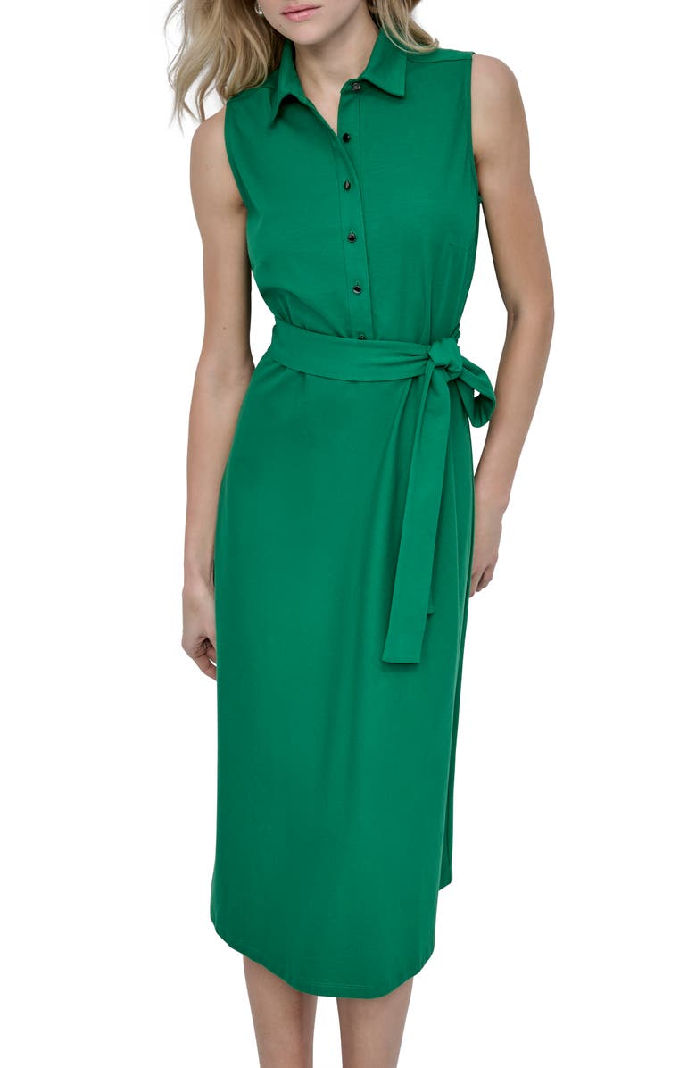 DKNY Tie Waist Shirtdress, Alternate, color, Clover