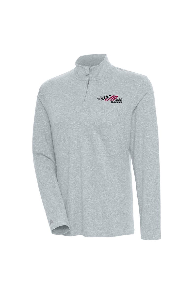ANTIGUA Women's Antigua  Heather Gray Joe Gibbs Racing Confront Quarter-Zip Pullover Top, Main, color, 
