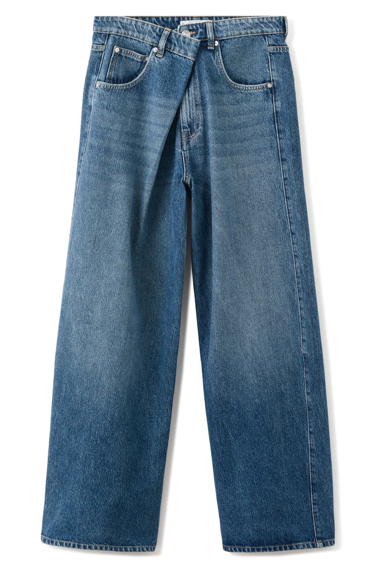 Foldover Mid Rise Balloon Jeans, Alternate, color, MEDIUM BLUE