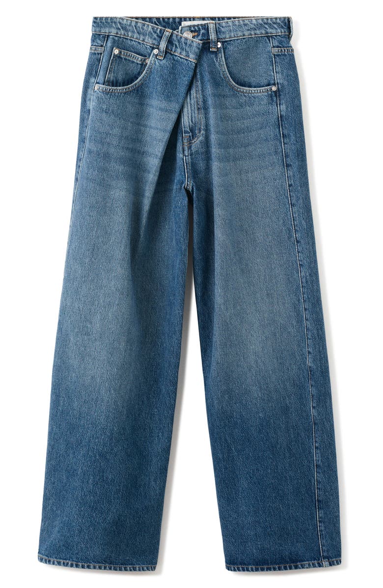 MANGO Foldover Mid Rise Balloon Jeans, Alternate, color, Medium Blue