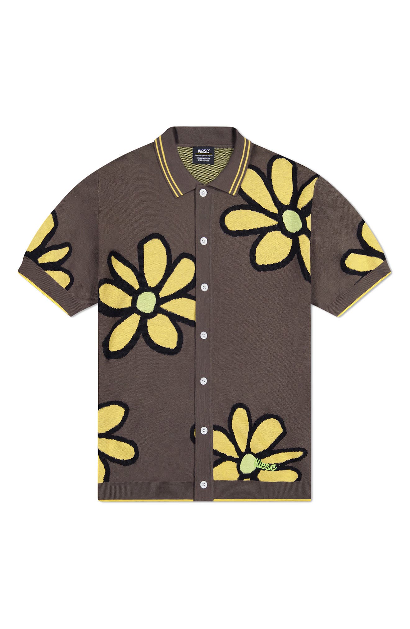 WeSC Daisy Intarsia Cotton Short Sleeve Shirt