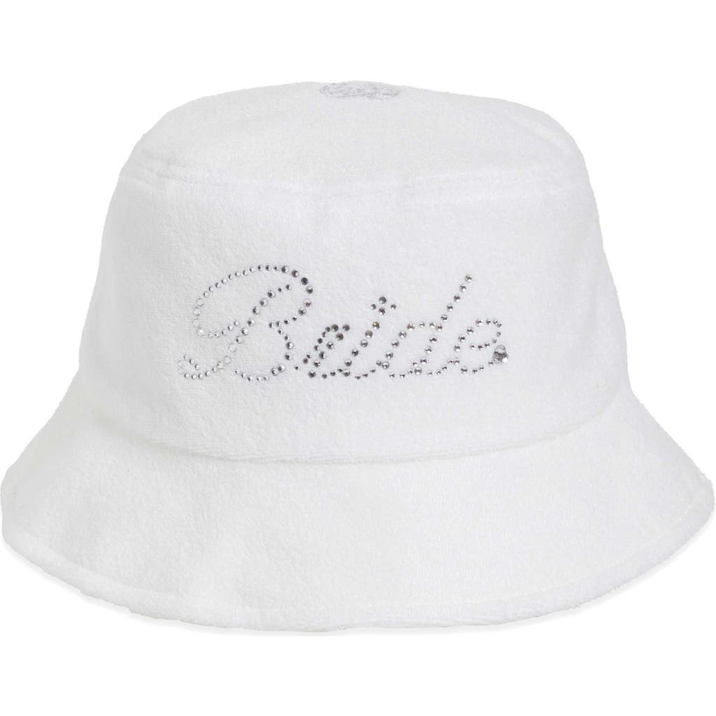 Bridemerch Bride Rhinestone (reversible) Bucket Hat In White