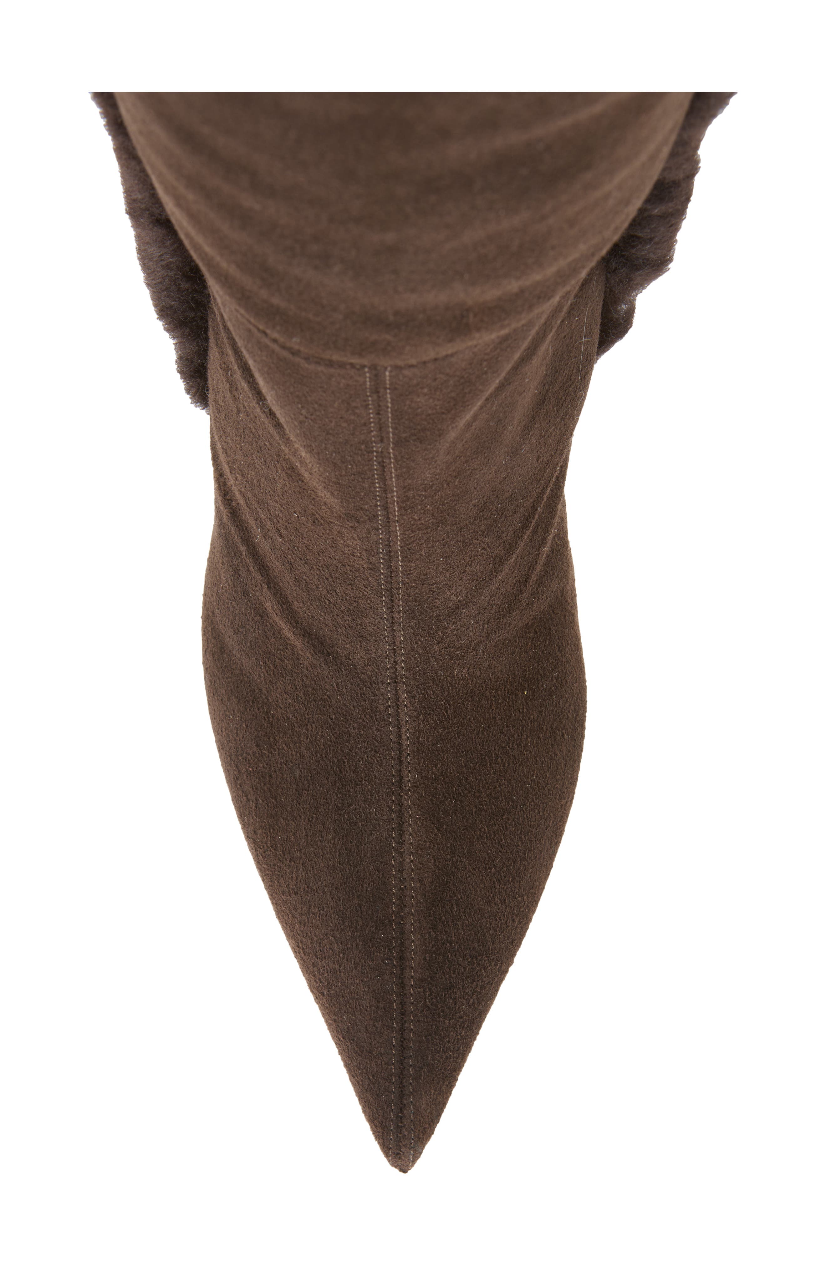 Eiza Genuine Shearling Trim Over the Knee Boot, Alternate, color, BROWN SUEDE