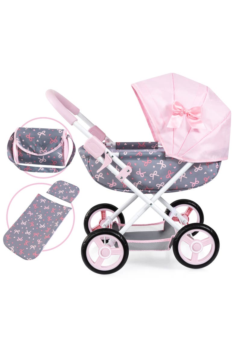 Doll Pram Cosy Play Push Stroller Fits 18" Dolls, Ages 3+, Alternate, color, Multicolored