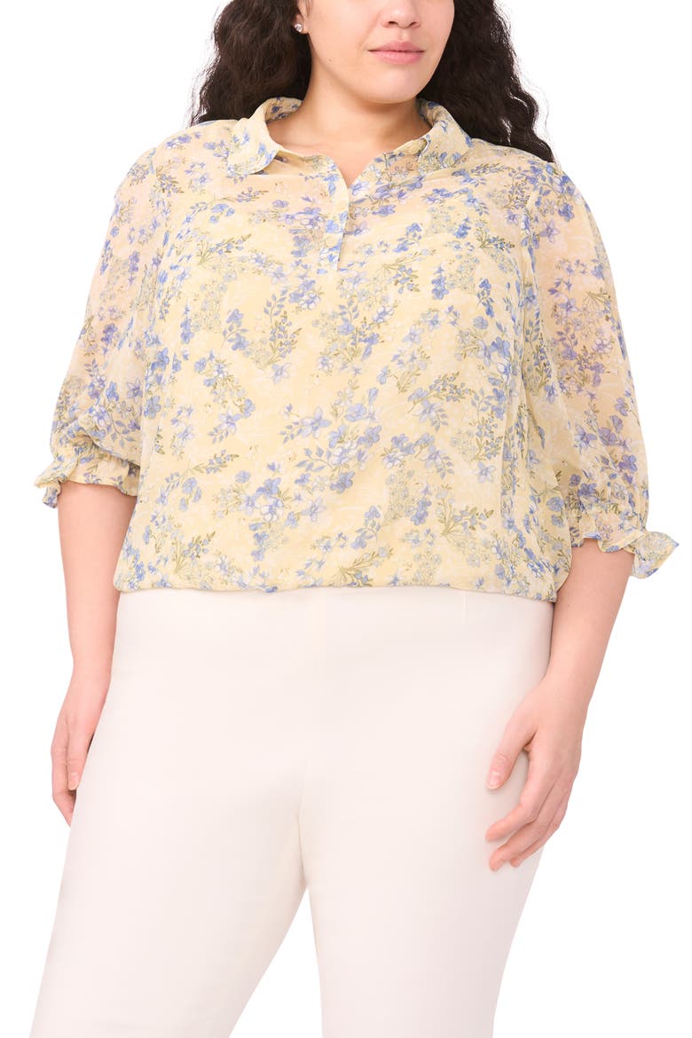 Floral Print Shirt, Main, color, PASTEL YELLOW