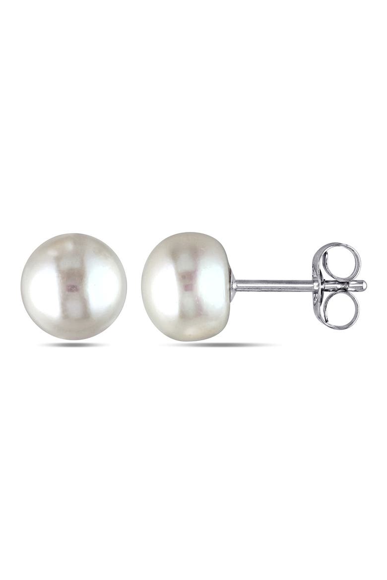 14K White Gold 6-7mm White Cultured Freshwater Pearl Stud Earrings, Main, color, WHITE