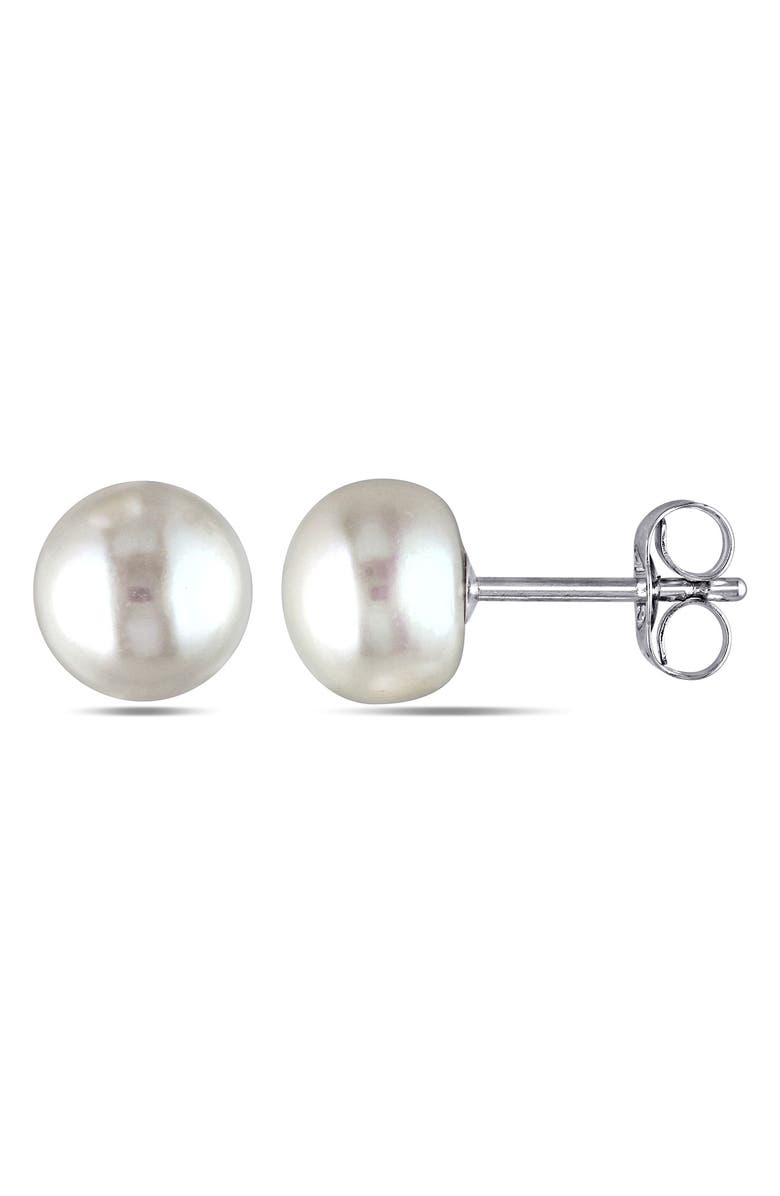 DELMAR 14K White Gold 6-7mm White Cultured Freshwater Pearl Stud Earrings, Main, color, 