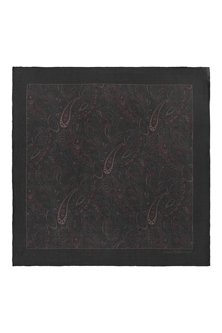 Paisley Silk Square Scarf, Alternate, color, NAVY