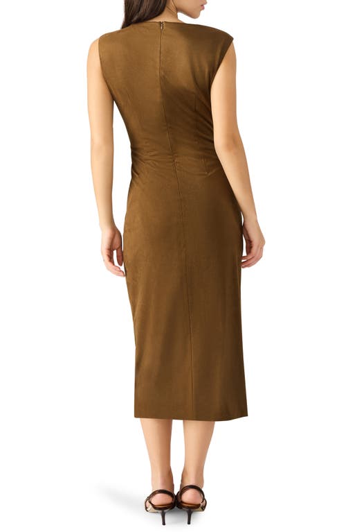 Steve Madden Keegan Sleeveless Gathered Midi Dress In Brown