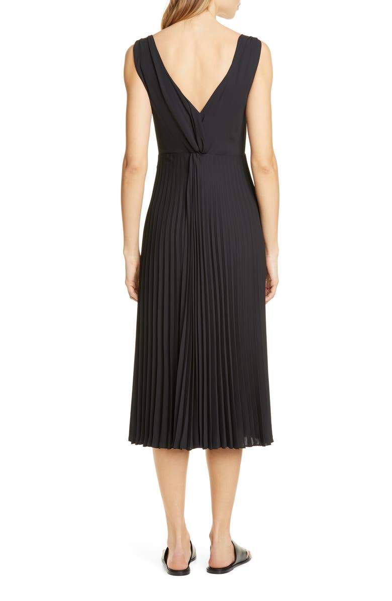 Vince Twist Front Pleated Midi Dress, Alternate, color,