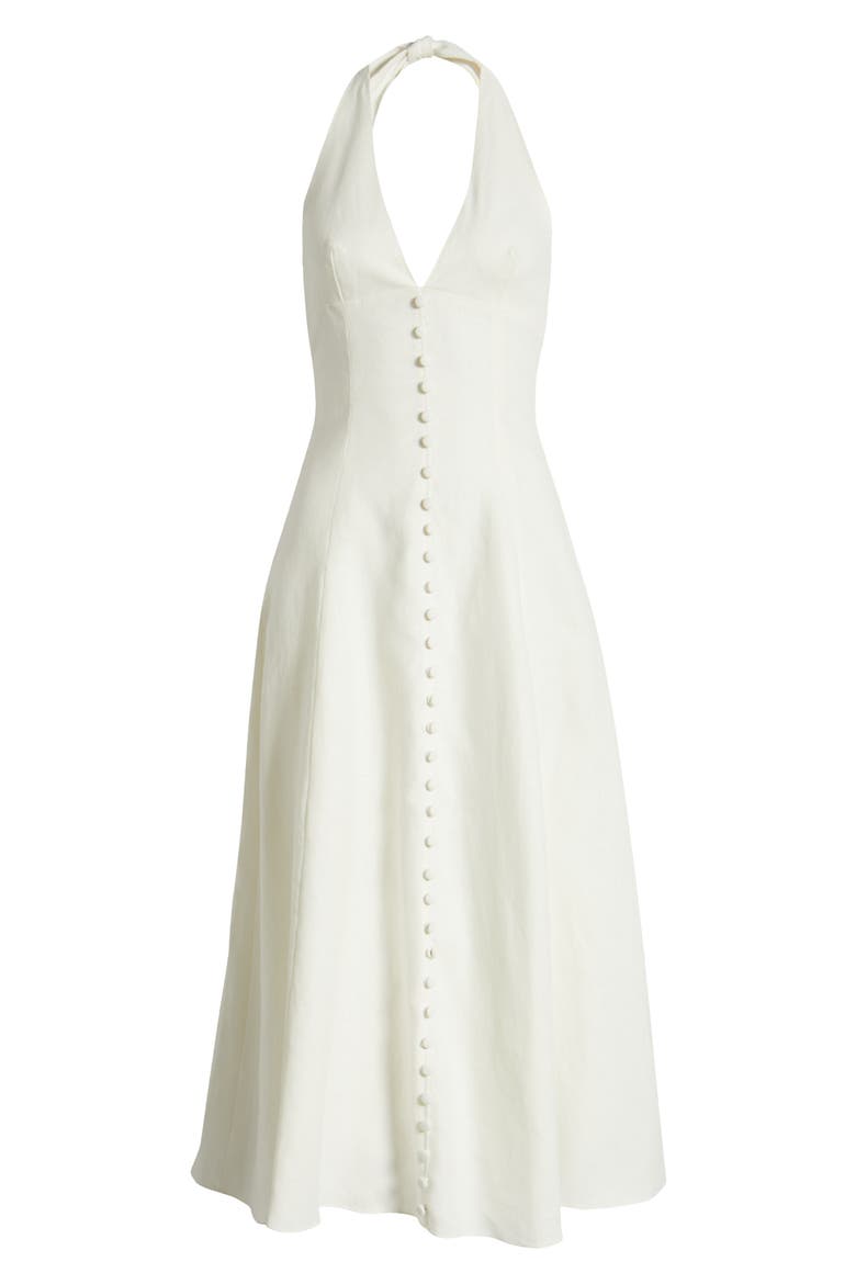 Marie Linen Halter Dress, Alternate, color, WHITE