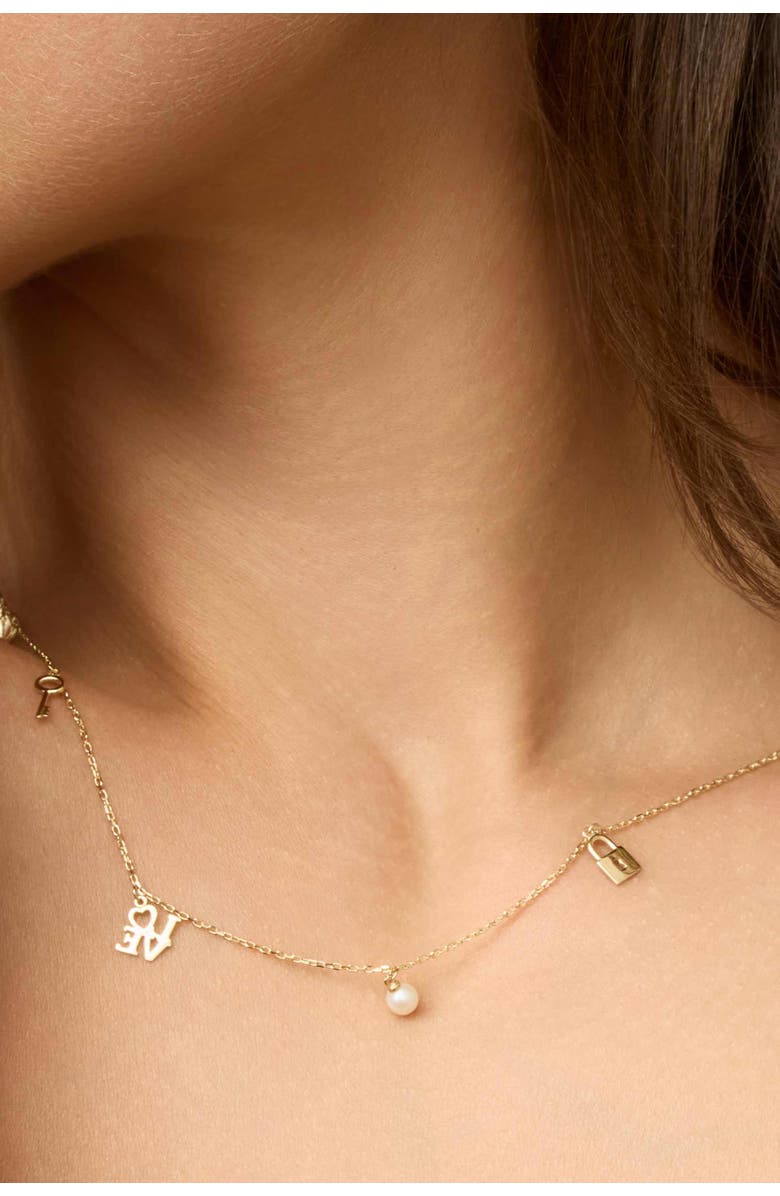 Oradina 14K Yellow Gold Forever Yours Charm Necklace, Alternate, color, 14K Yellow Gold