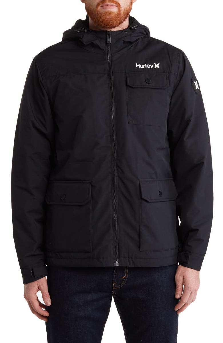 Hurley Vinson Faux Shearling Jacket, Alternate, color, Black
