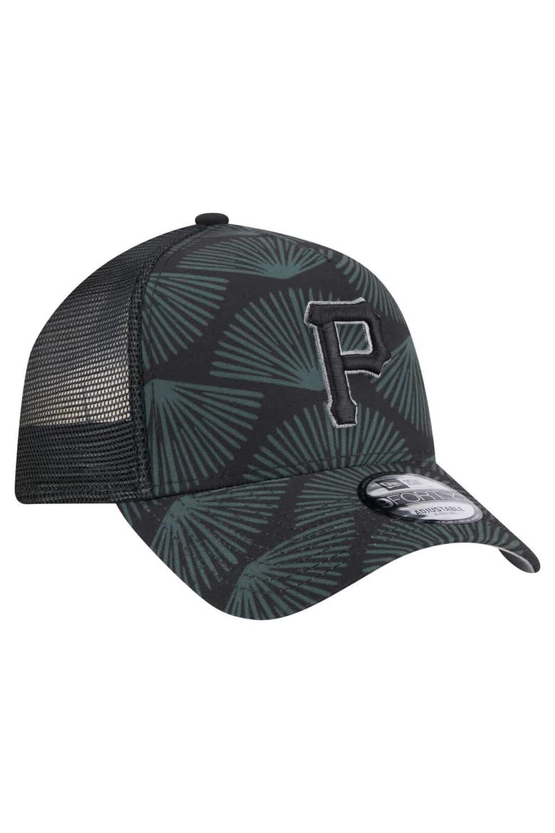 Men's New Era  Black Pittsburgh Pirates 9FORTY A-Frame Trucker Adjustable Hat, Alternate, color, Black
