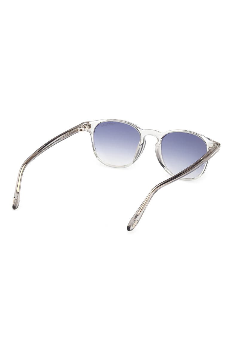 Holt 50mm Gradient Round Sunglasses, Alternate, color, SHINY GREY / BLUE LENS