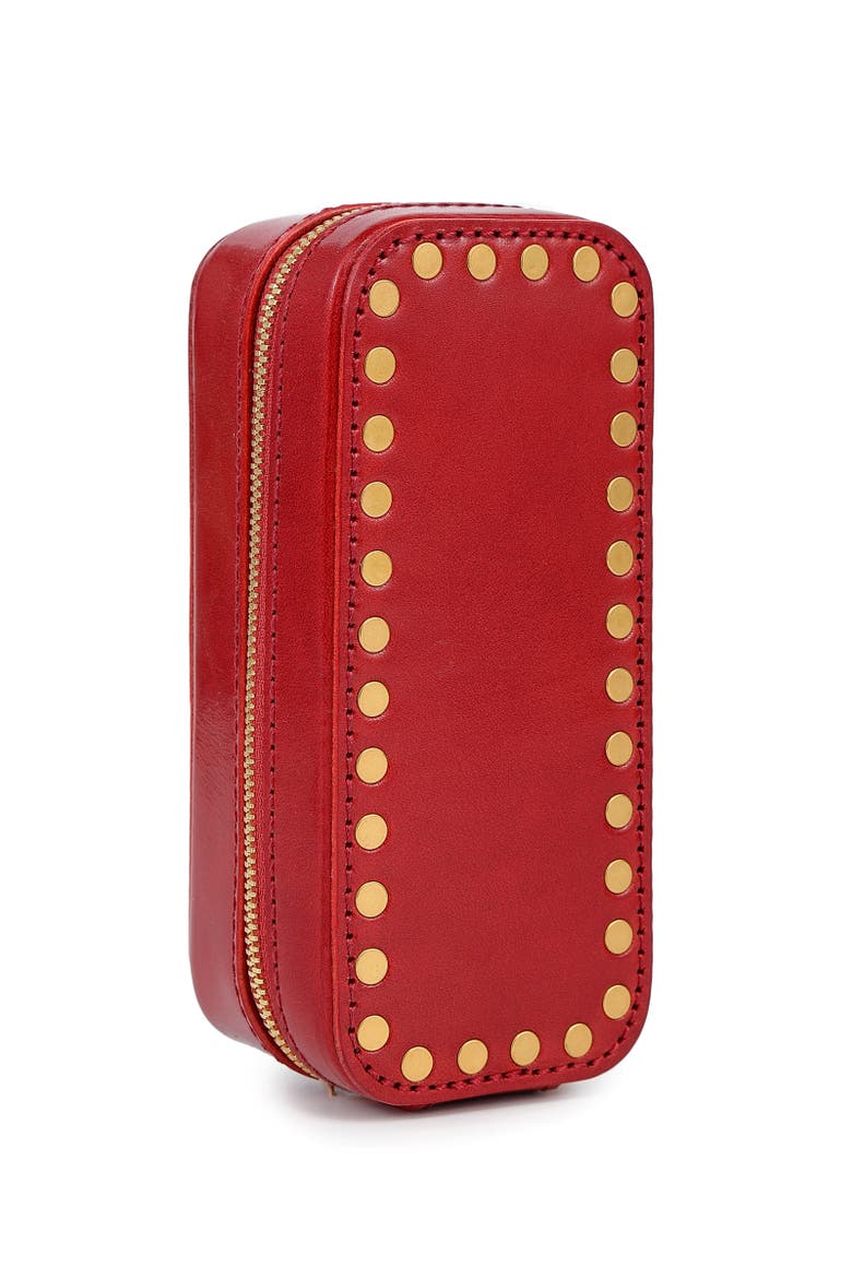 Oblong Genuine Leather Jewelry Box, Alternate, color, Burgundy