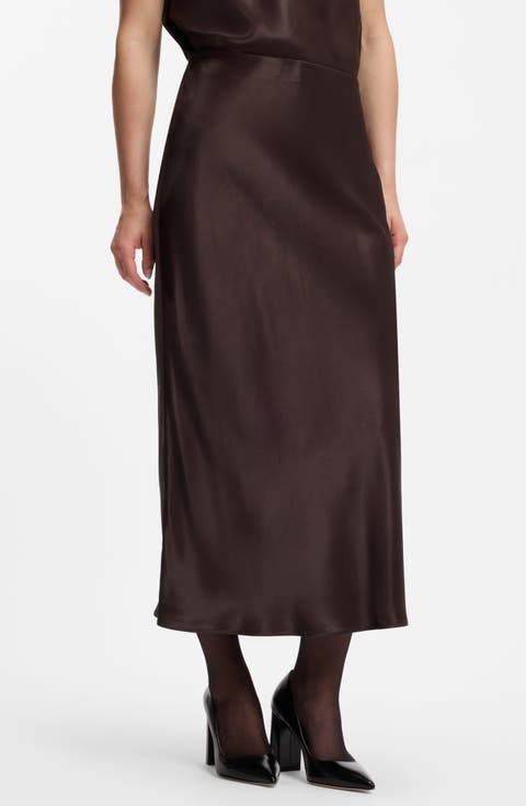 Vesatie Satin Midi Skirt