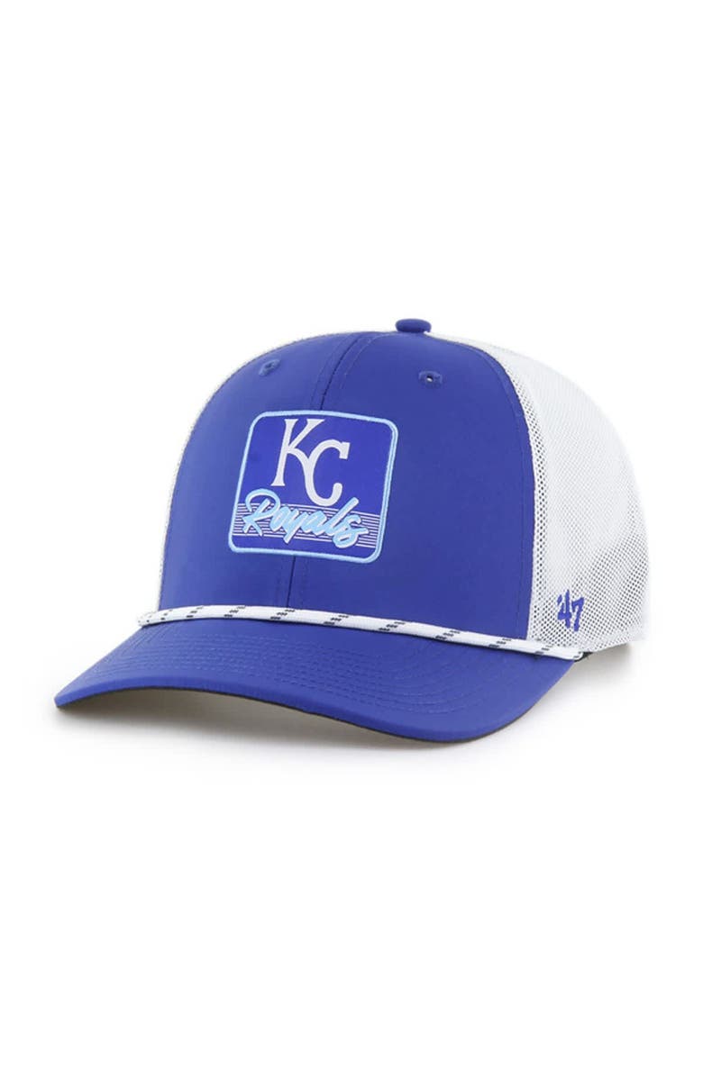 '47 Men's '47 Royal/White Kansas City Royals Scratch Adjustable Trucker Hat, Main, color, 