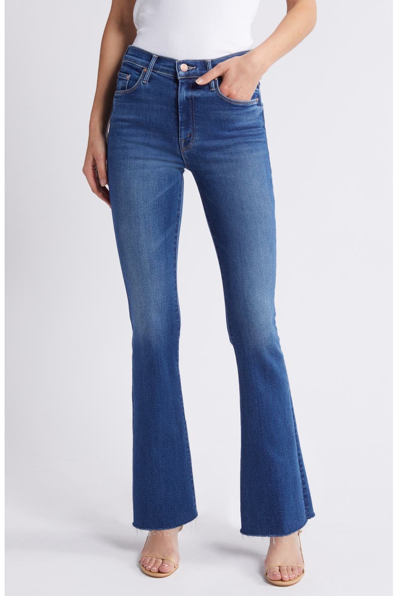 High Waist Fray Hem Flare Leg Jeans, Main, color, EASY DOES IT