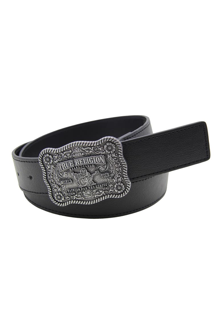 Delano Plaque Buckle Belt, Main, color, BLACK