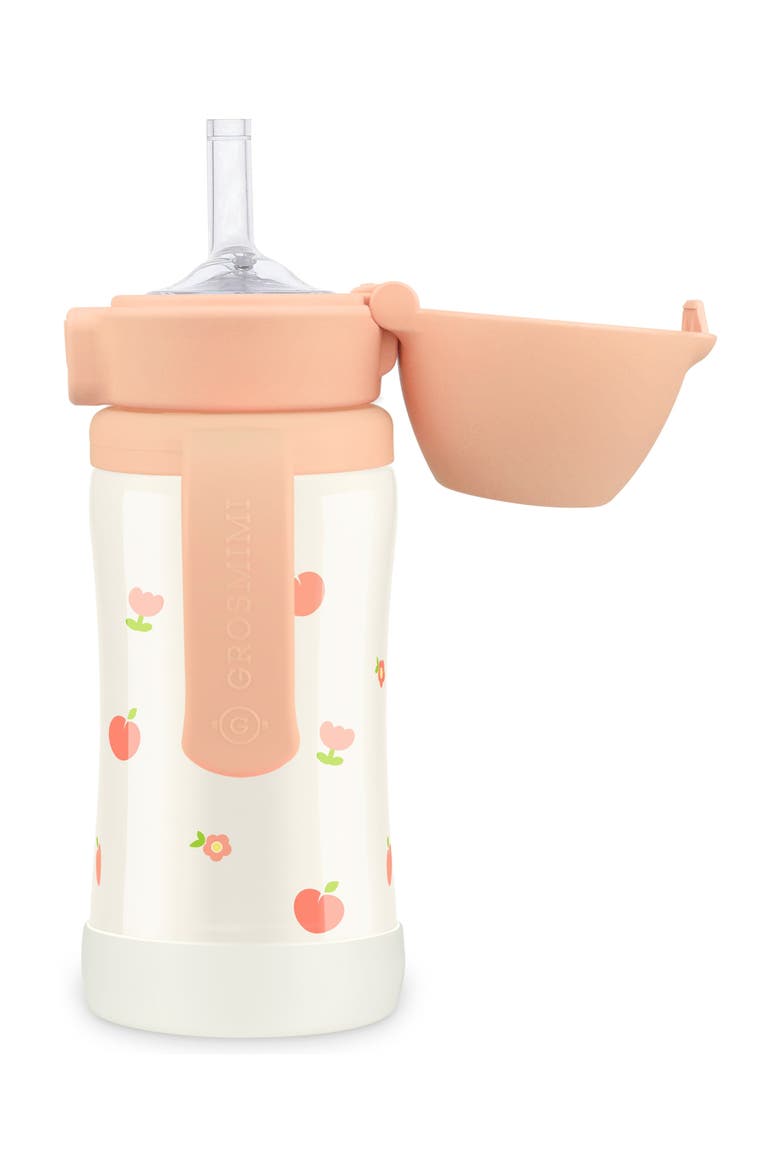 Stainless Steel Straw Cup with Flip Top 10oz, Alternate, color, Flower-Coral