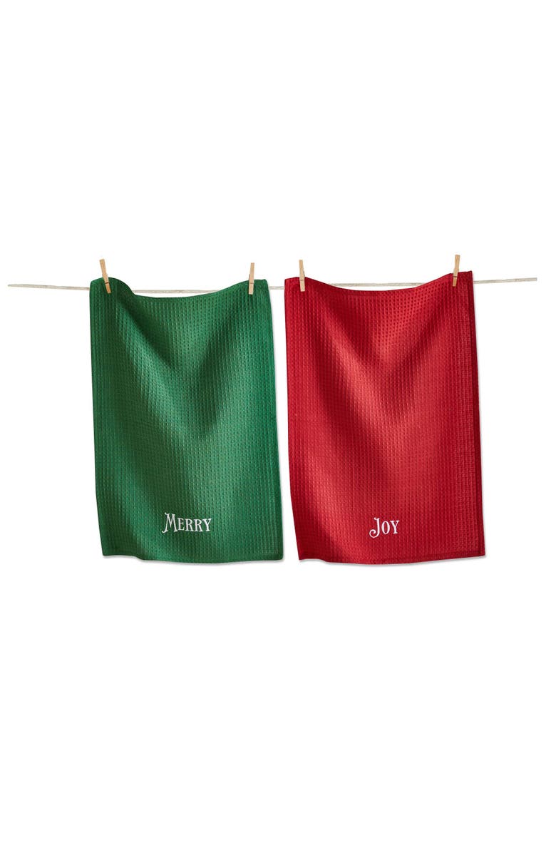 tag Merry Joy Christmas Dishtowel Set Multicolor Cotton Towels, Main, color, 