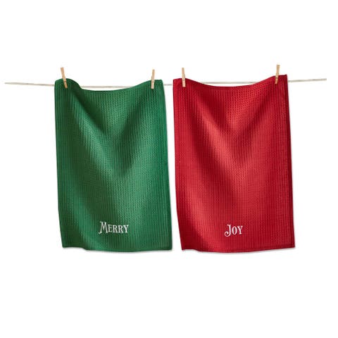 Merry Joy Christmas Dishtowel Set Multicolor Cotton Towels
