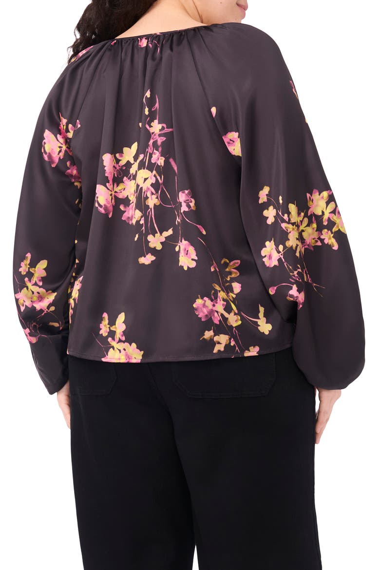 Floral Peasant Blouse, Alternate, color, RICH BLACK