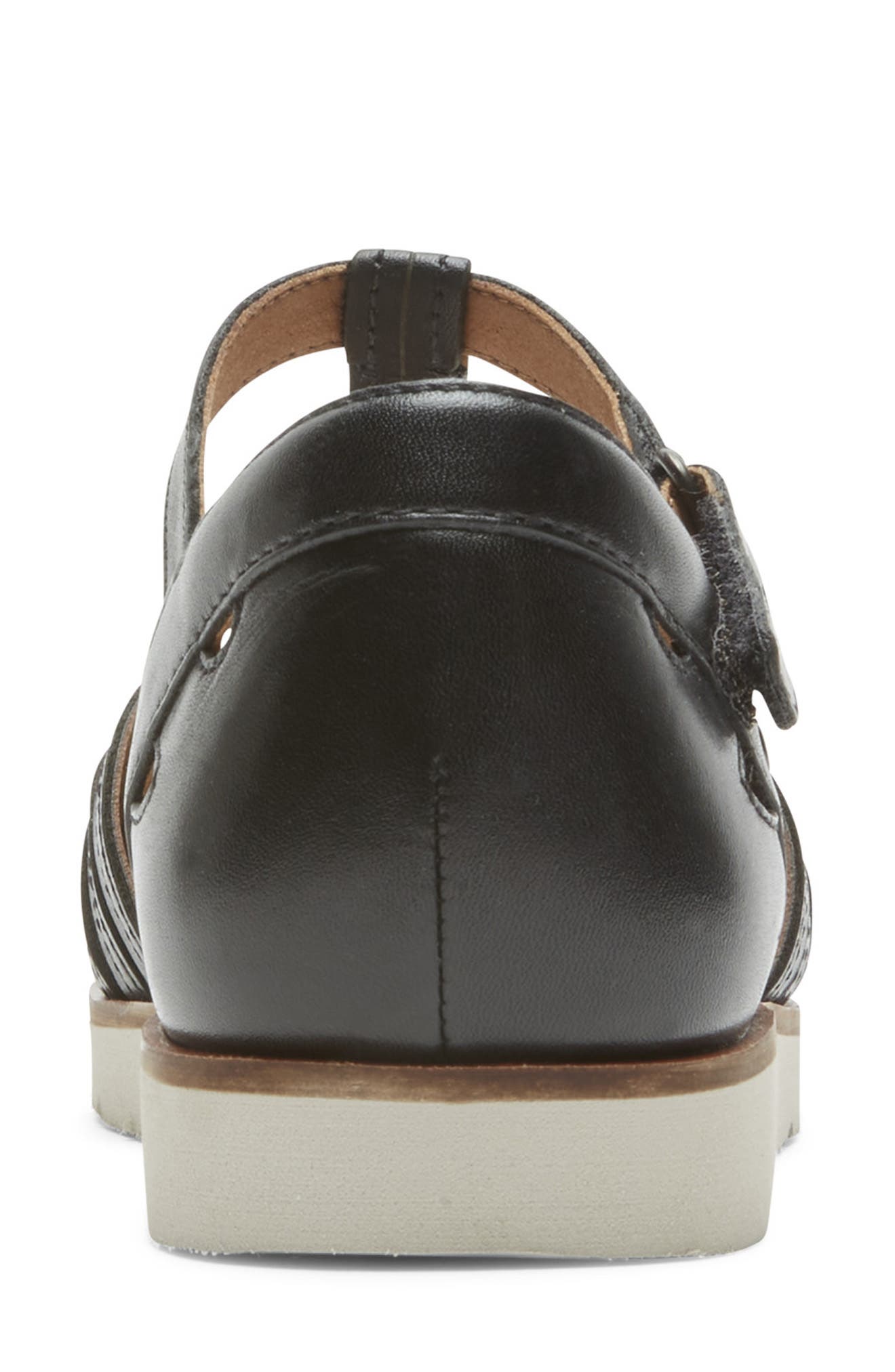 Lacy Fisherman Sandal, Alternate, color, BLACK LEATHER
