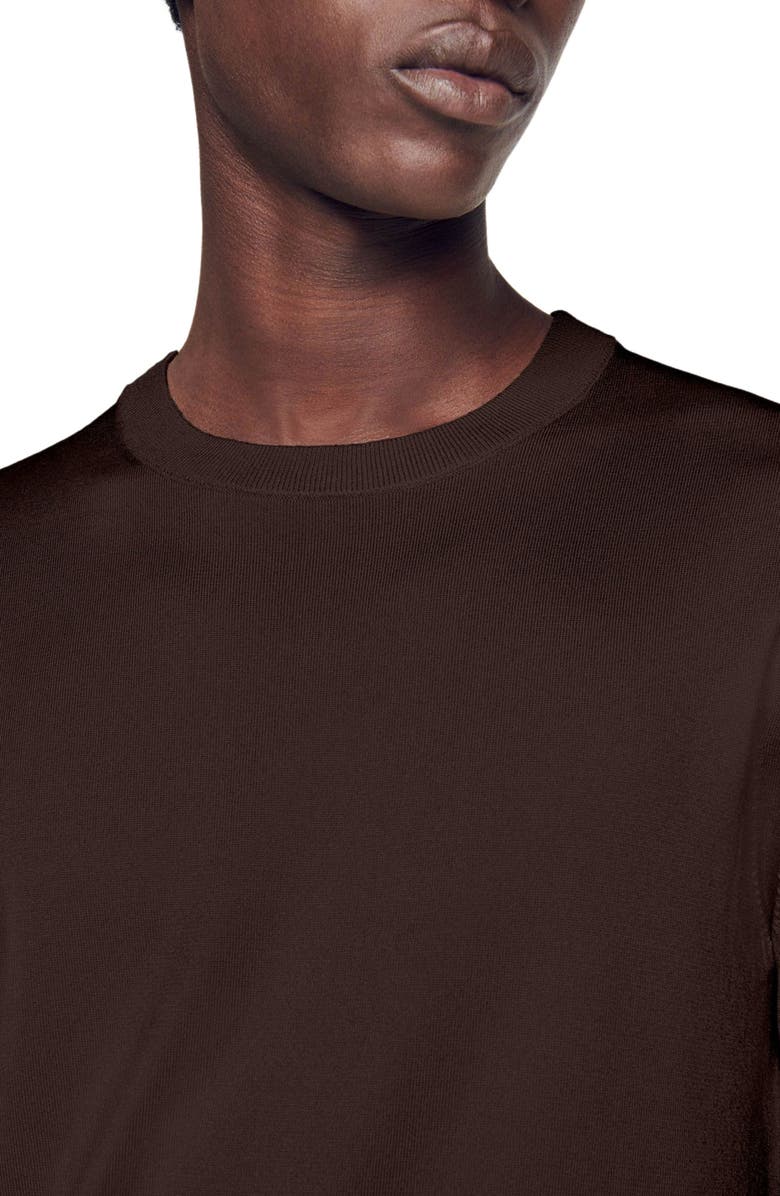 SANDRO Knitted T-shirt, Alternate, color, Chocolate