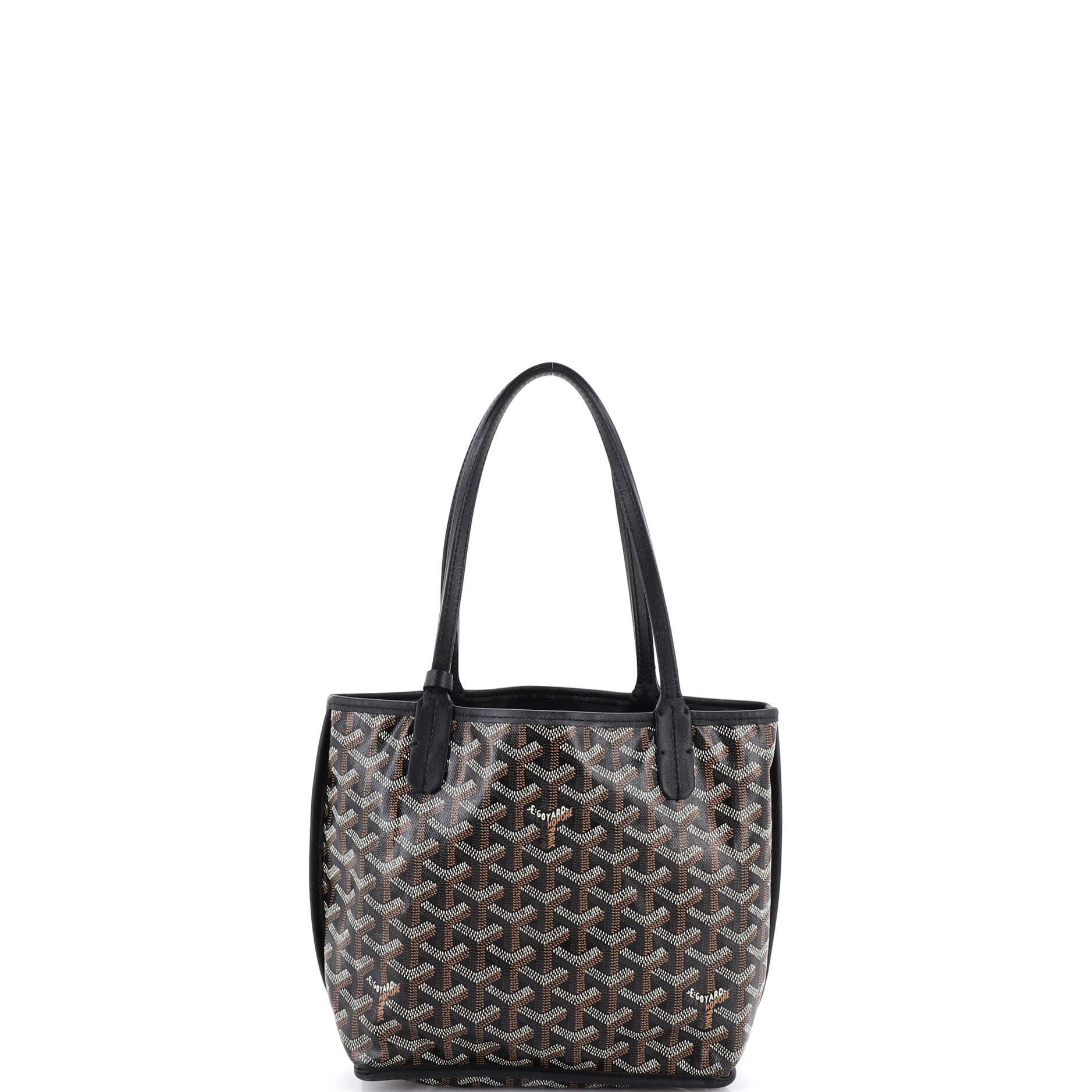 Pre-Owned Goyard Anjou Reversible Tote Coated Canvas Mini, Main, color, Black