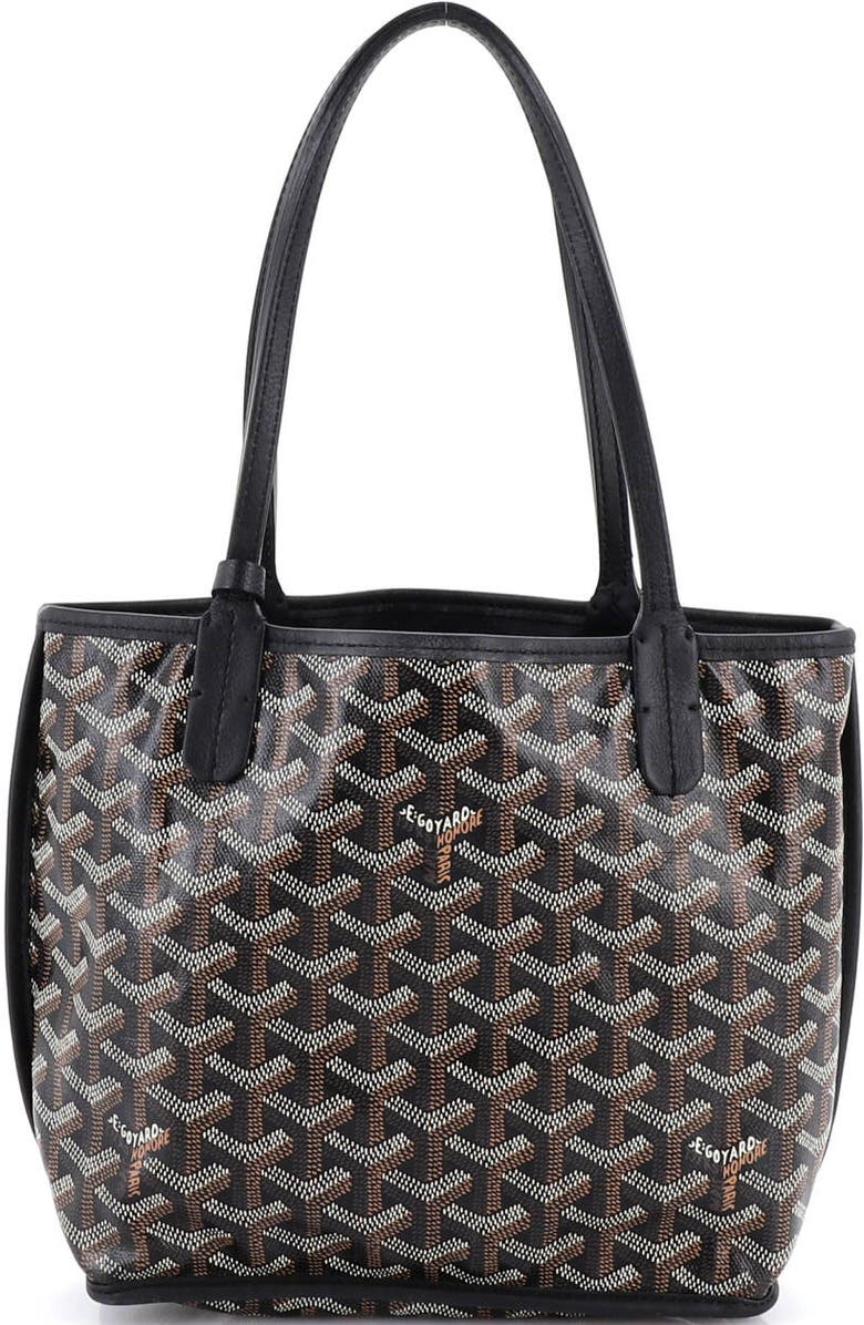 Pre-Owned Goyard Anjou Reversible Tote Coated Canvas Mini, Main, color, Black