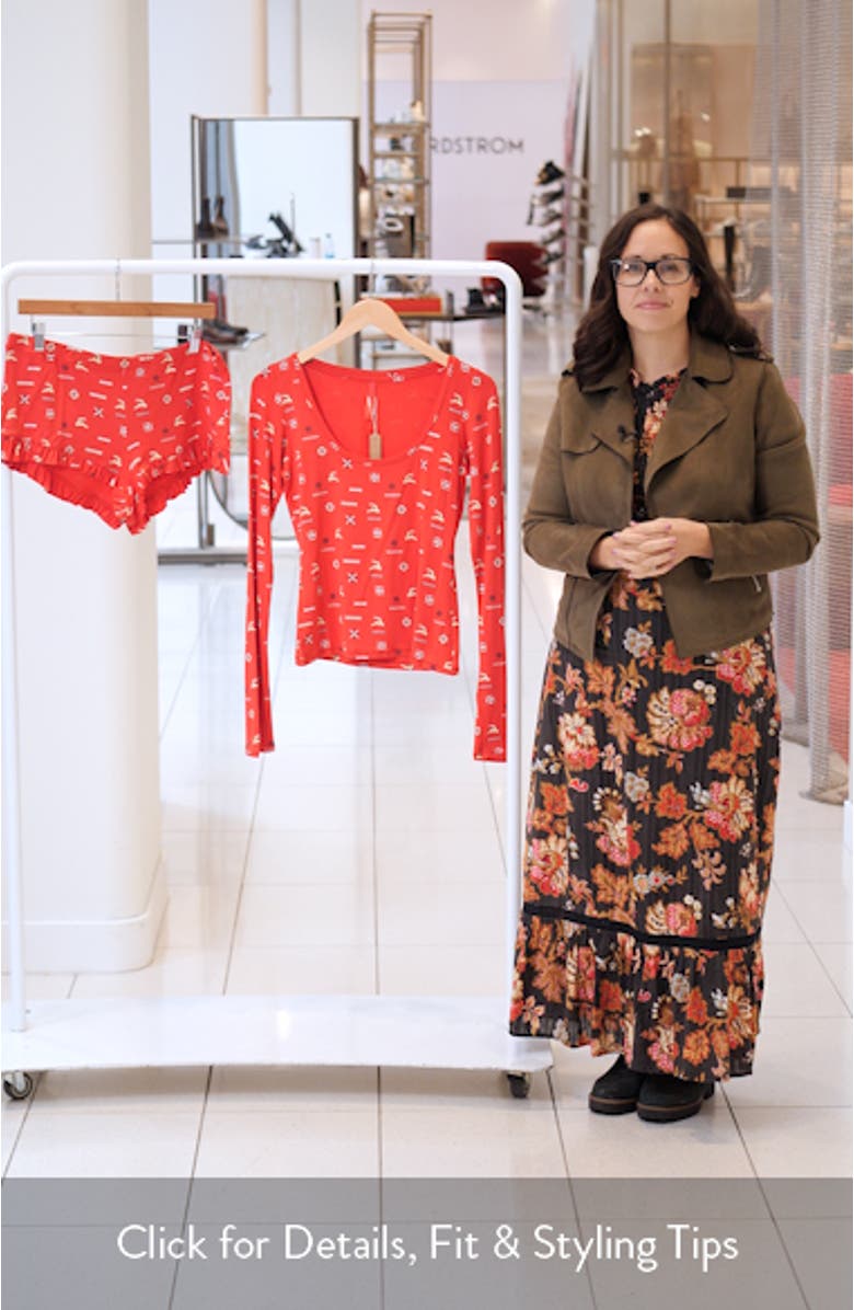 Scoop Neck Top & Ruffle Shorts Pajamas, sales video thumbnail