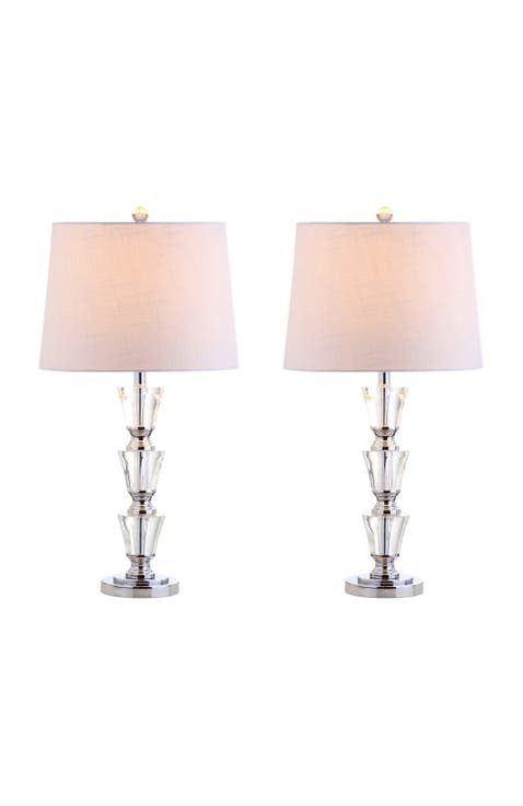 Layla 27" Crystal LED Table Lamp, Clear (Set of 2)