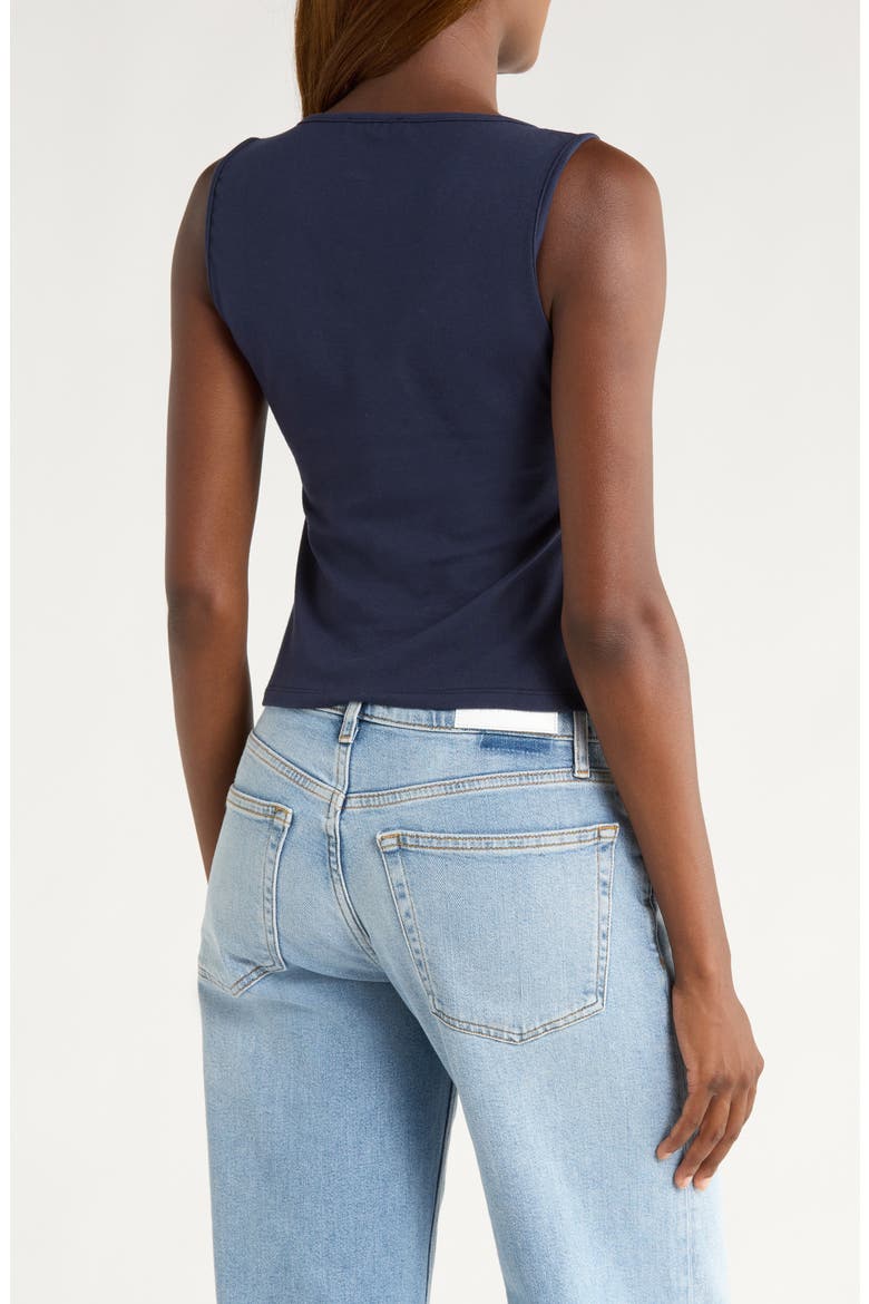 Tefi Twist Cutout Stretch Organic Cotton Tank, Alternate, color, MIDNIGHT