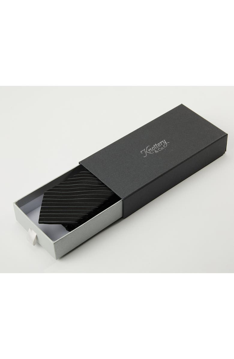 Knottery & Co Pinstriped Silk Jacquard Tie, Alternate, color, Jet Black