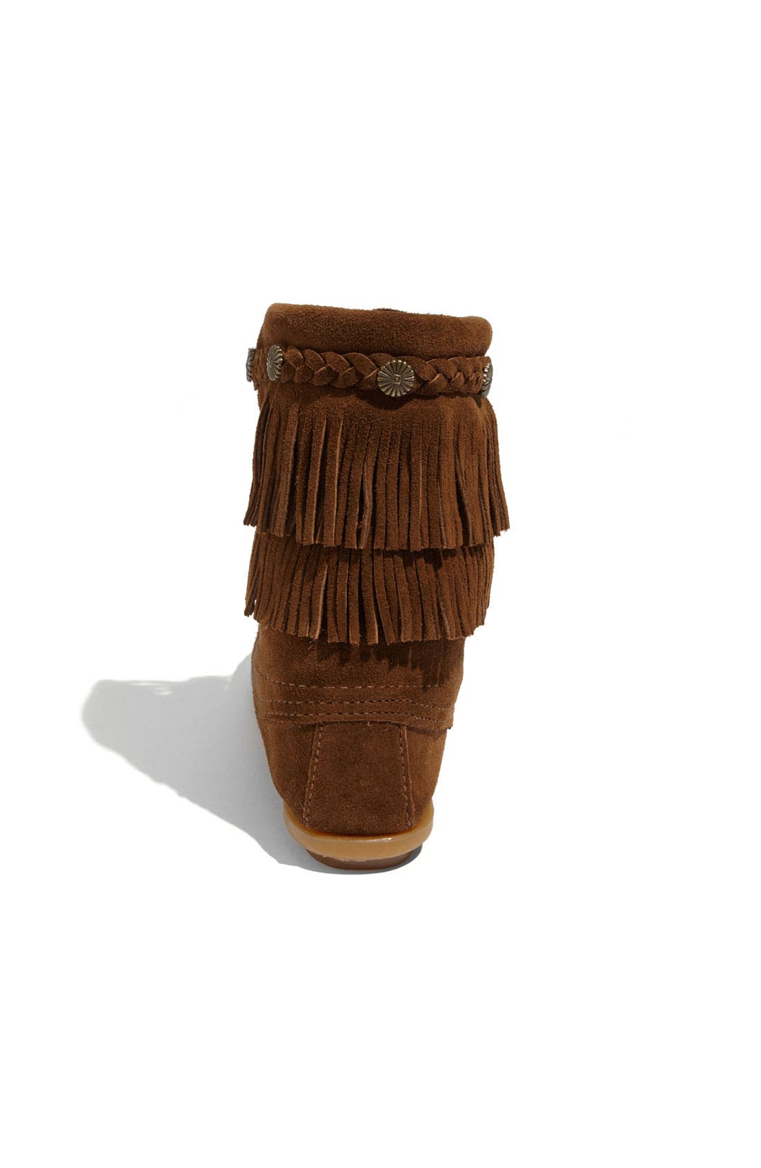 Minnetonka 'Tramper' Double Fringe Moccasin Boot, Alternate, color, 